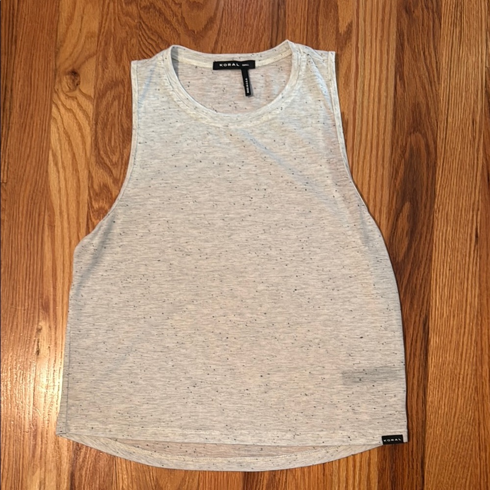 Koral Gray Sleeveless Crop Muscle Tee